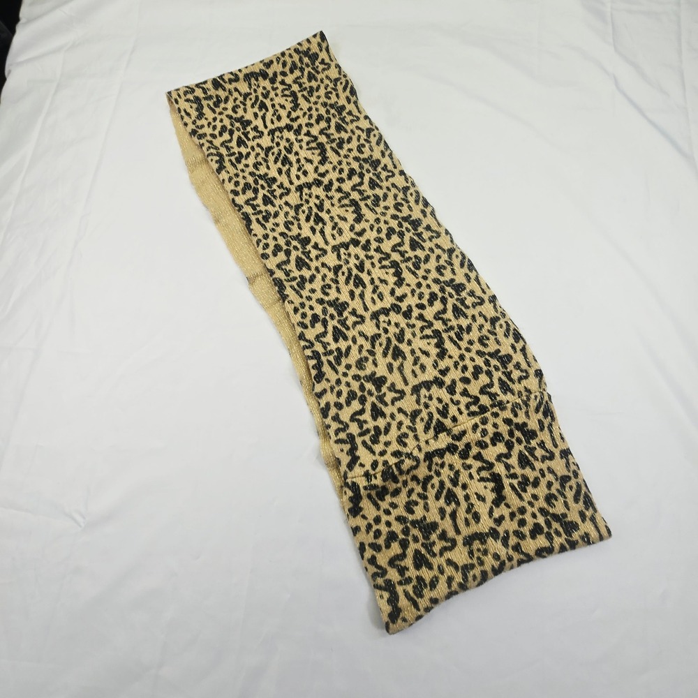 Unbranded Women Leopard Print Infinity Scarf OS Gold Black Metallic Knit Animal